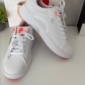 Fila White Sneakers with Pink Highlights